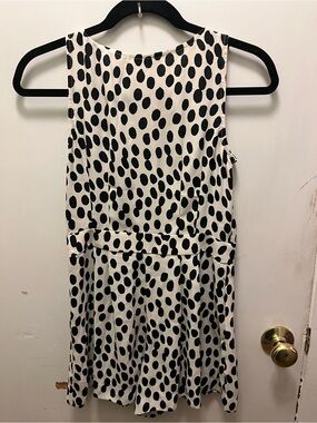 Black and White Polka Dot Sleeveless Romper